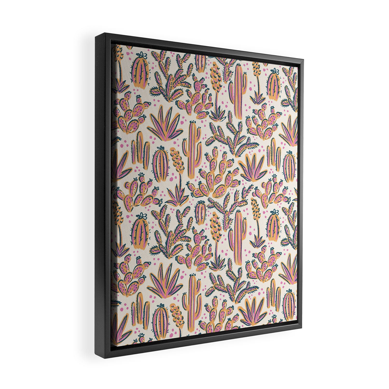 Cactus Desert - Sunset  Framed Canvas Print Gallery Image 2