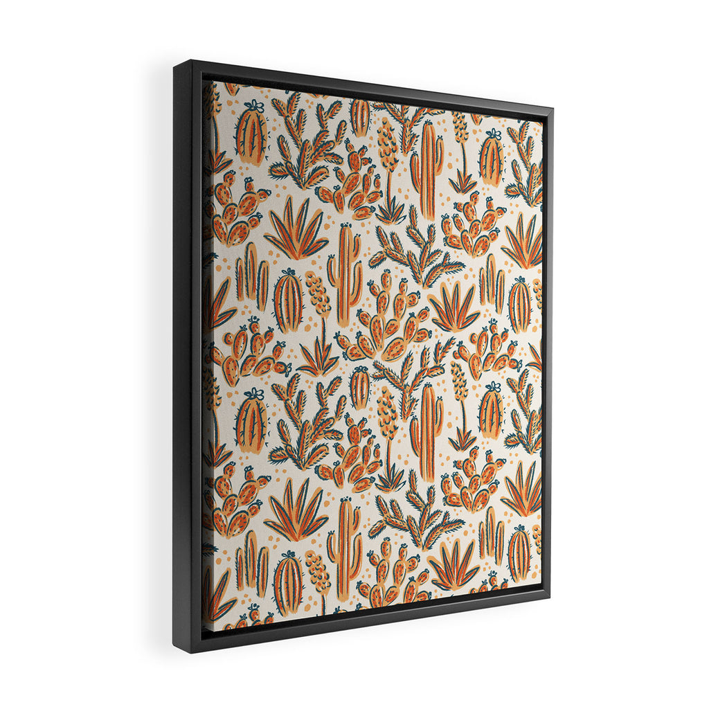 Cactus Desert - vintage primary  Framed Canvas Print Gallery Image 2