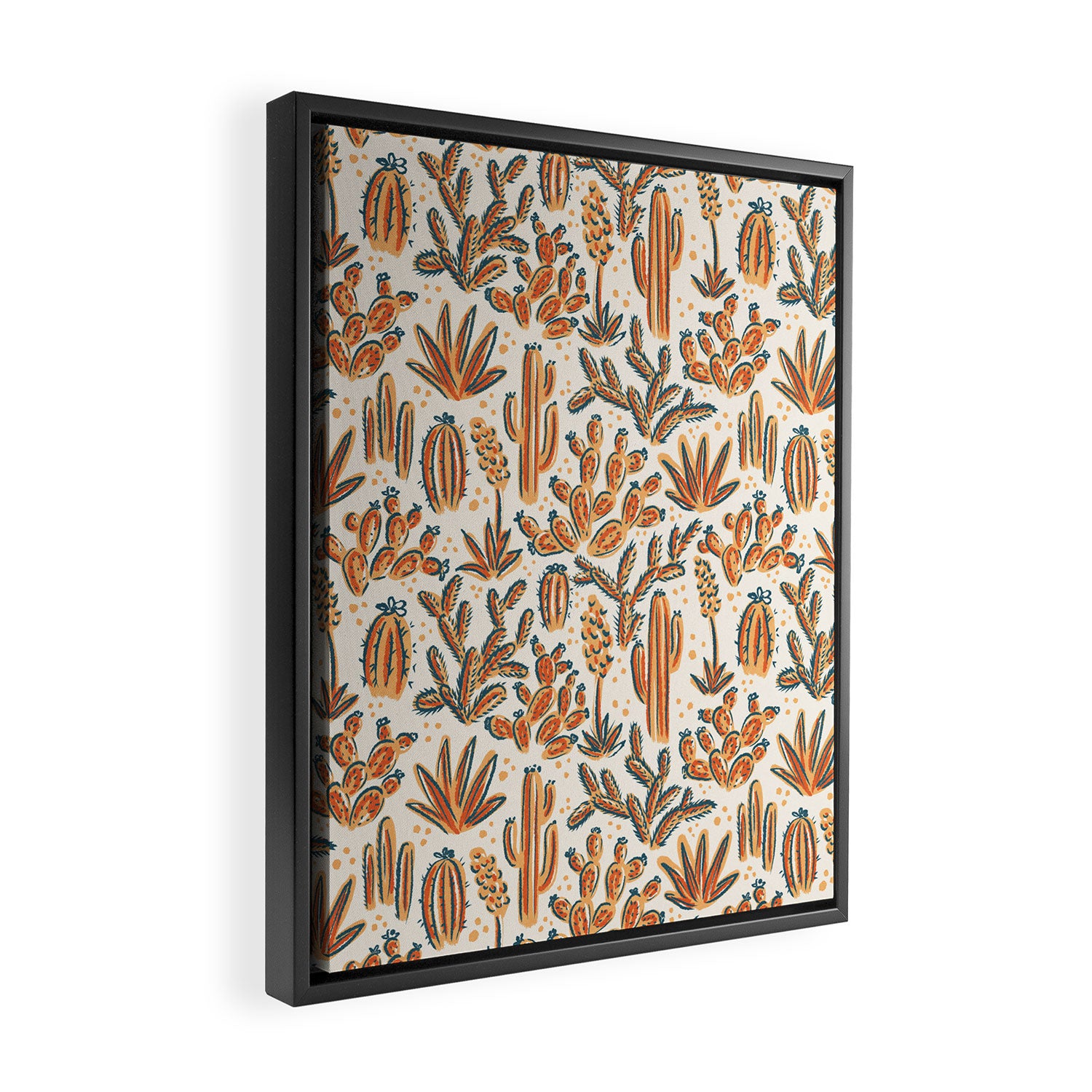 Cactus Desert - vintage primary  Framed Canvas Print Gallery Image 2