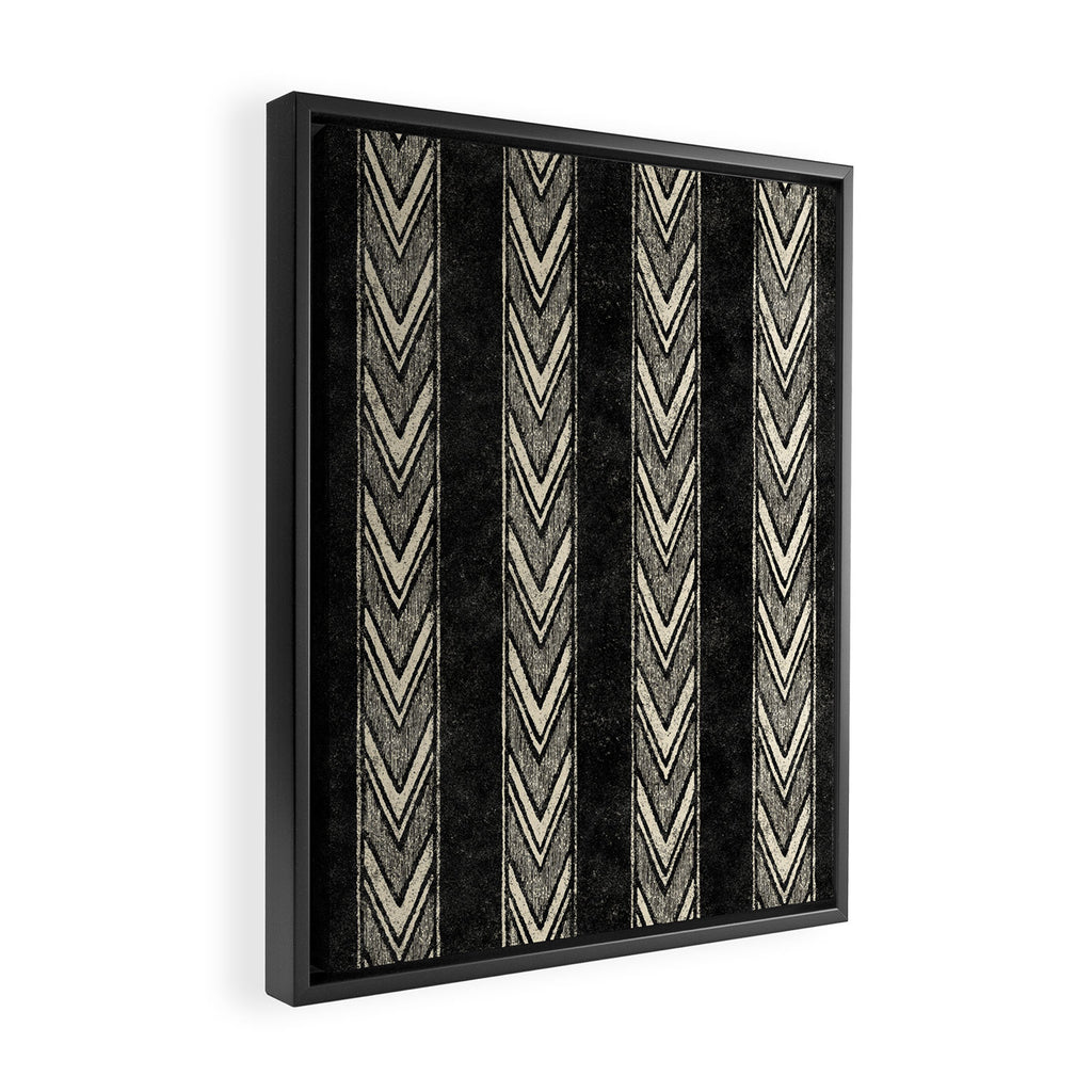Canyon Stripe - black and cream Framed Canvas Print Gallery Image 2