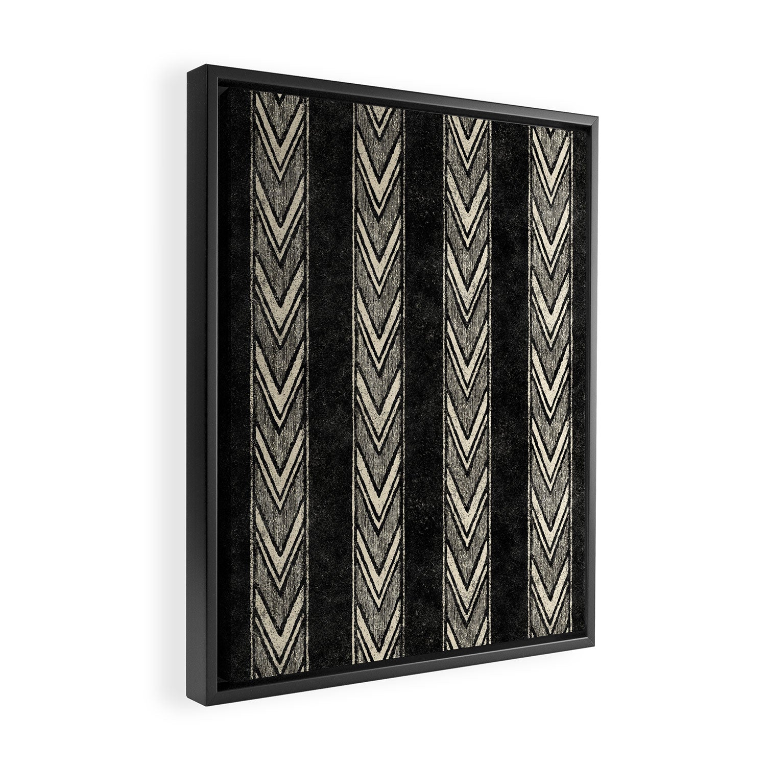 Canyon Stripe - black and cream Framed Canvas Print Gallery Image 2