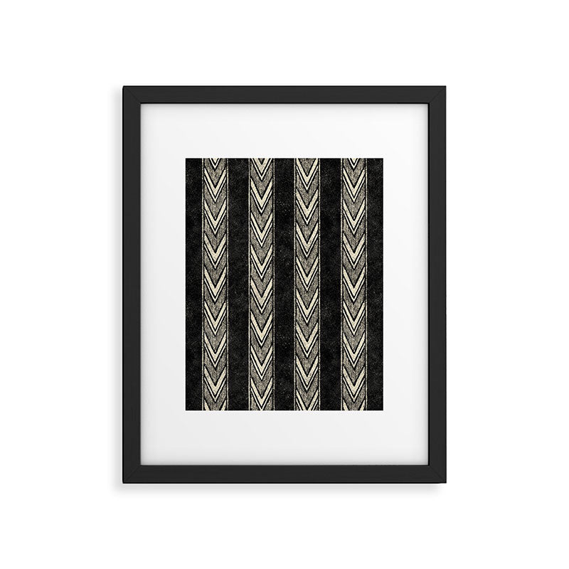 Canyon Stripe - black and cream Framed Art Print Gallery Image 6