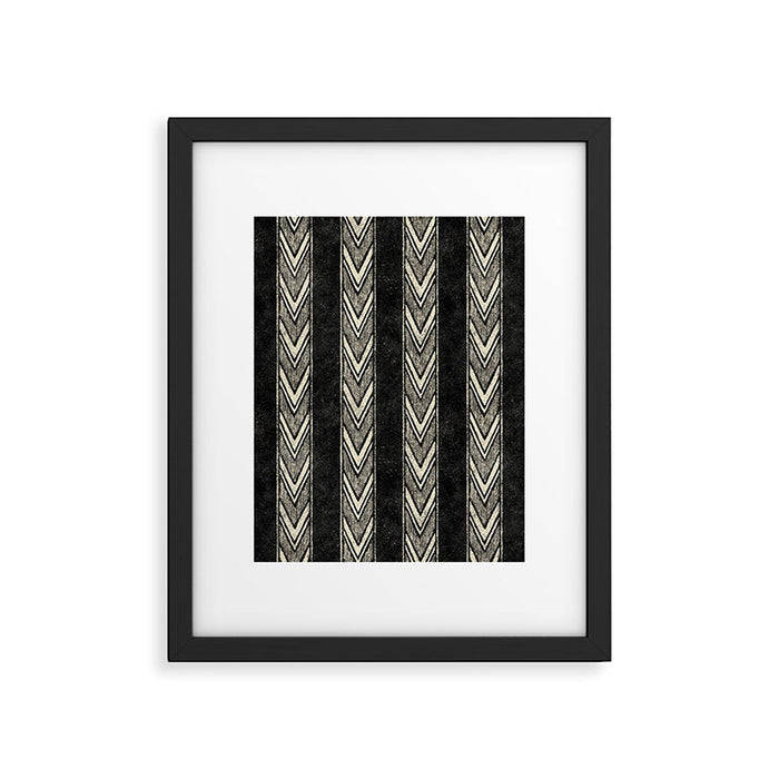 Canyon Stripe - black and cream Framed Art Print Gallery Image 1
