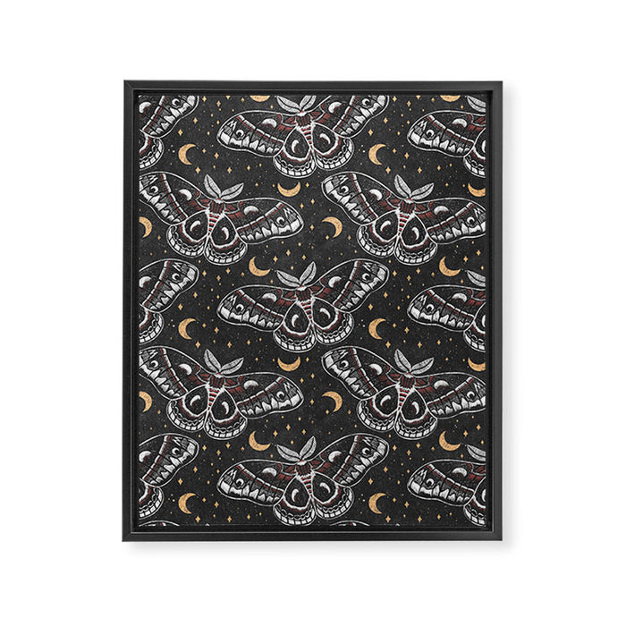 Celestial Cecropia - Black red & gold Framed Canvas Print Gallery Image 1