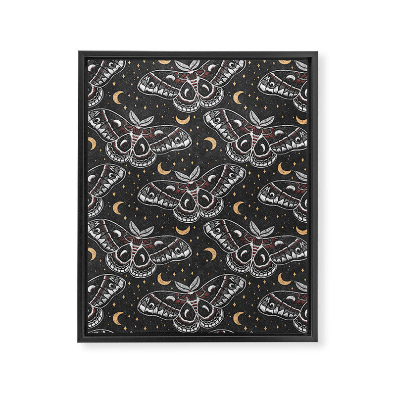 Celestial Cecropia - Black red & gold Framed Canvas Print Gallery Image 8