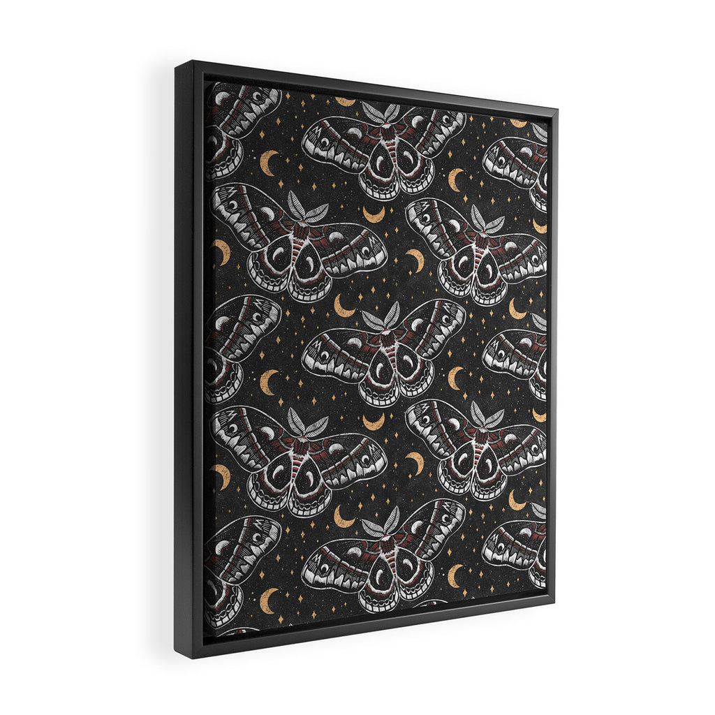 Celestial Cecropia - Black red & gold Framed Canvas Print Gallery Image 2