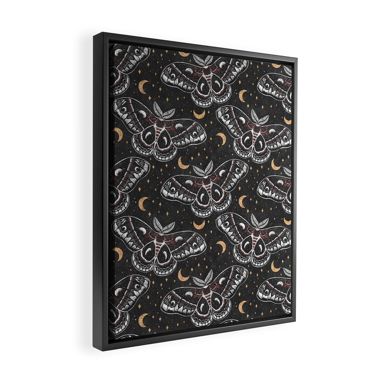 Celestial Cecropia - Black red & gold Framed Canvas Print Gallery Image 2