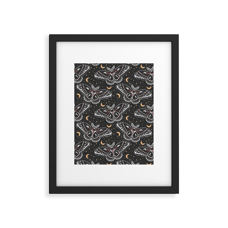 Celestial Cecropia - Black red & gold Framed Art Print Gallery Image 6