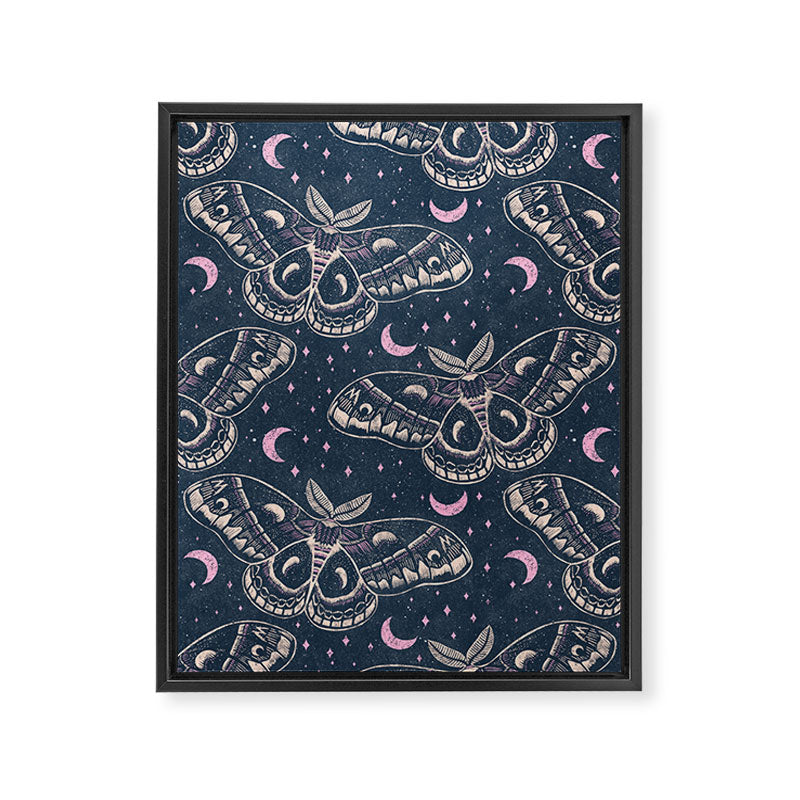 Celestial Cecropia - midnight blue and orchid  Framed Canvas Print Gallery Image 8