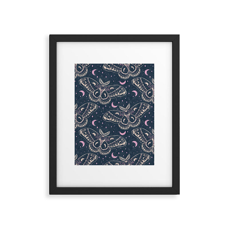 Celestial Cecropia - midnight blue and orchid  Framed Art Print Gallery Image 6