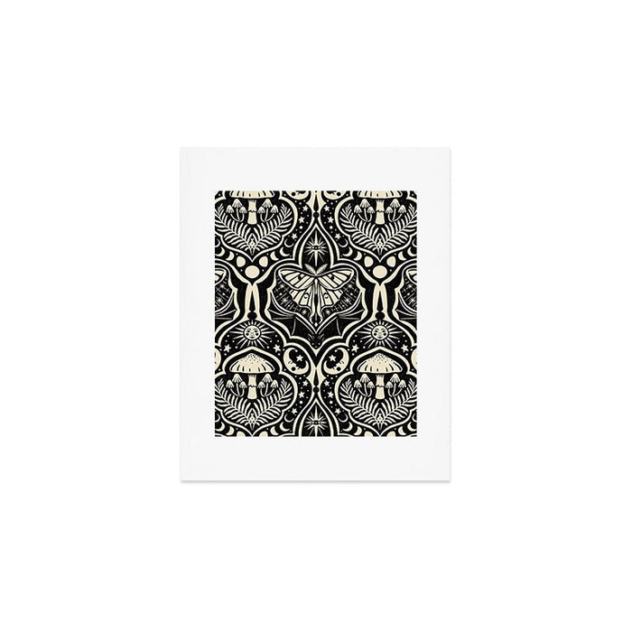 Celestial Forest Damask - black and cream Art Print Gallery Image 1