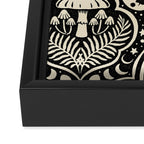 Celestial Forest Damask - black and cream Framed Canvas Print Gallery Image 3
