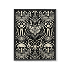 Celestial Forest Damask - black and cream Framed Canvas Print Gallery Image 8