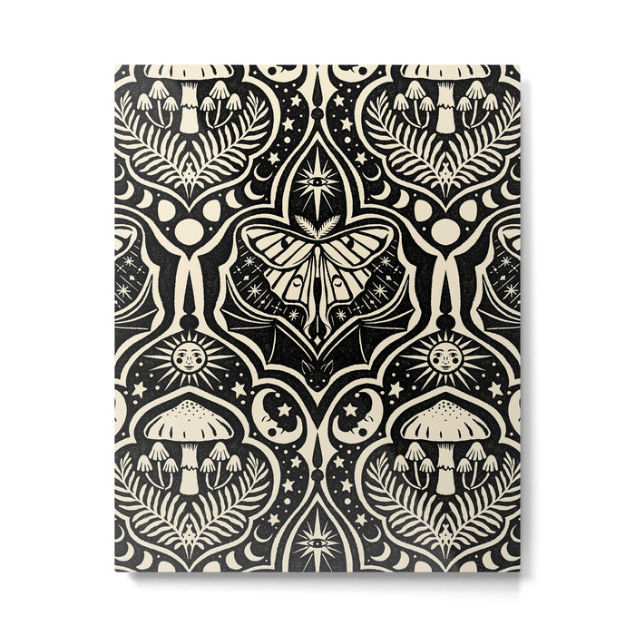 Celestial Forest Damask - black and cream Metal Print Gallery Image 1
