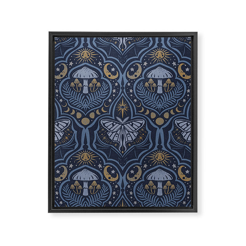 Celestial Forest Damask - celestial blue Framed Canvas Print Gallery Image 8