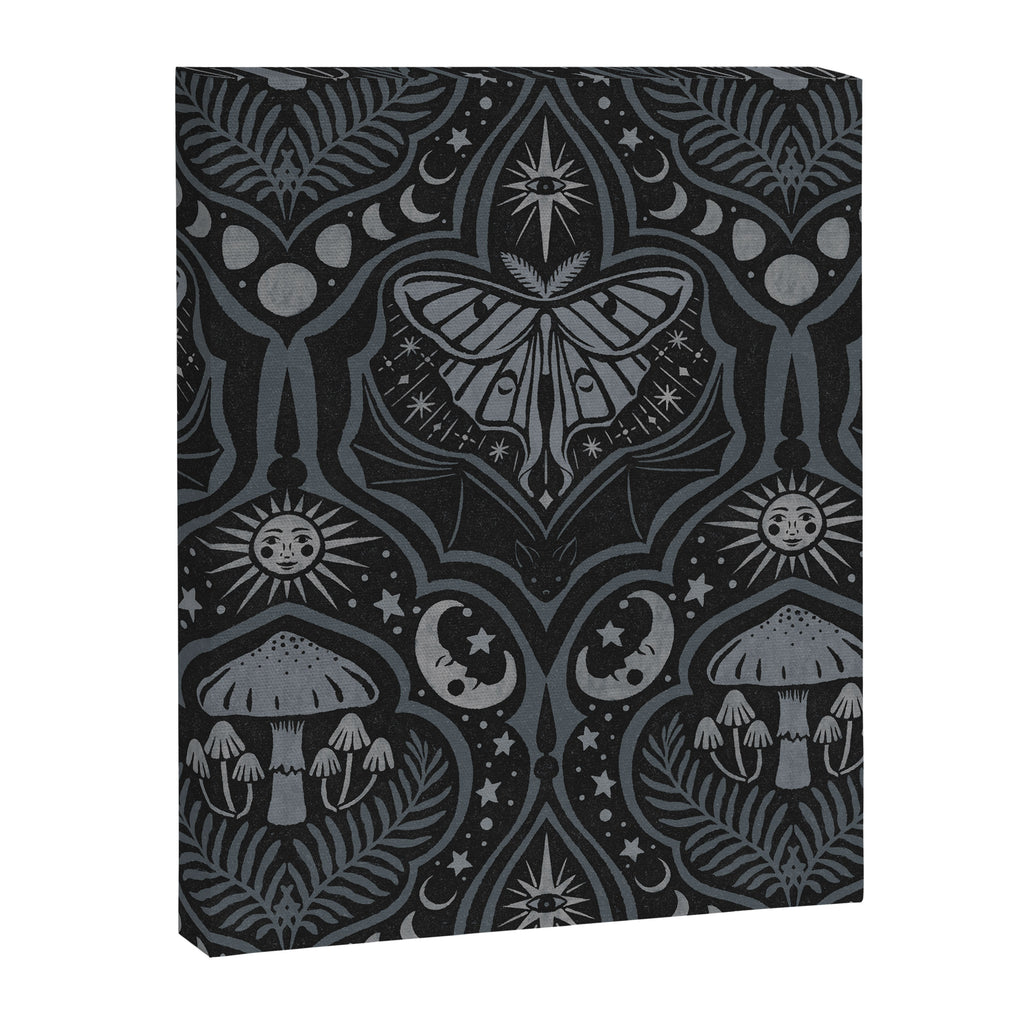 Celestial Forest Damask - Charcoal Canvas Print Gallery Image 8