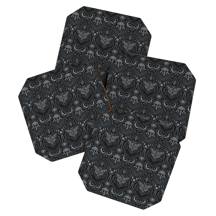 Celestial Forest Damask - Charcoal Coaster Gallery Image 1