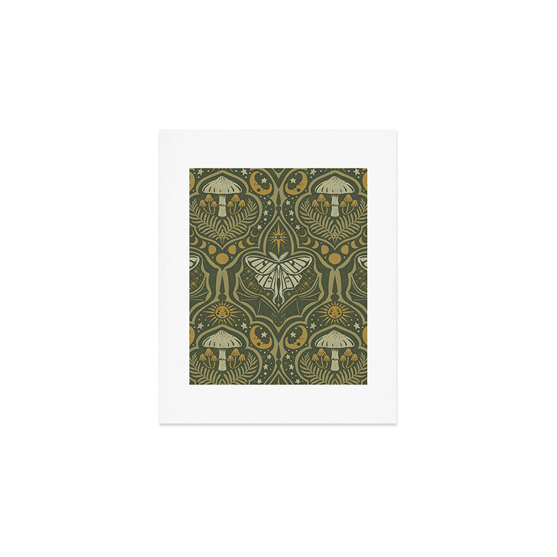 Celestial Forest Damask - fern green Art Print Gallery Image 1