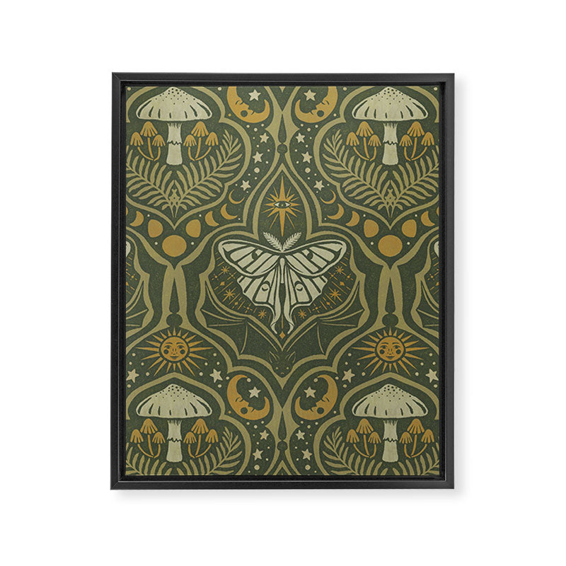 Celestial Forest Damask - fern green Framed Canvas Print Gallery Image 8