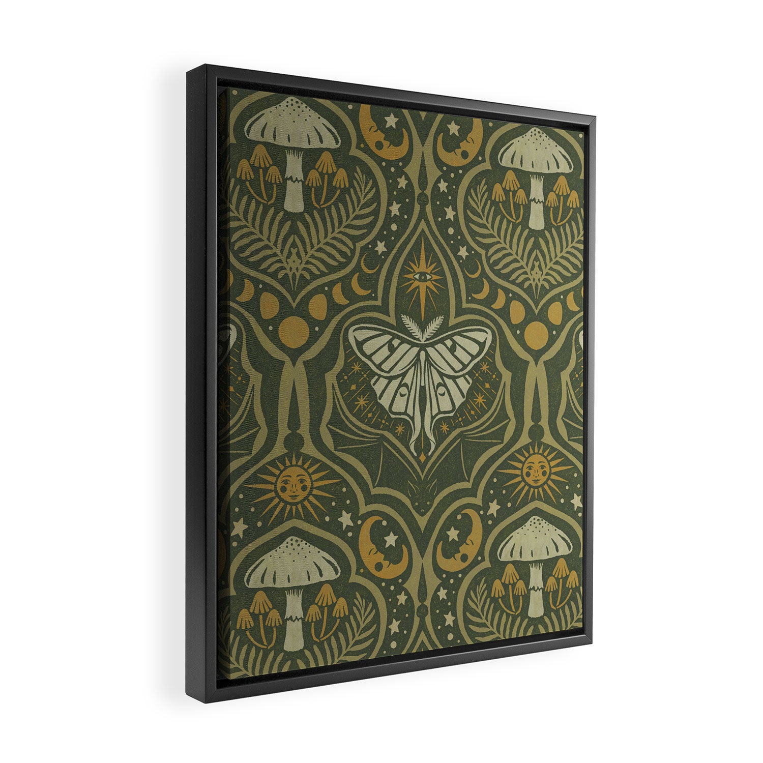 Celestial Forest Damask - fern green Framed Canvas Print Gallery Image 2