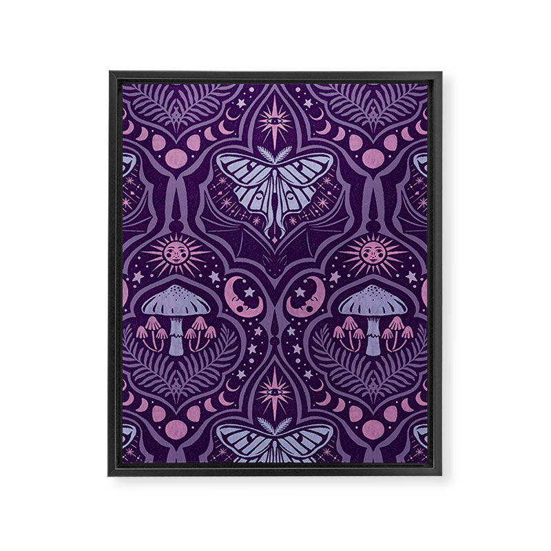 Celestial Forest Damask - Violet Framed Canvas Print Gallery Image 8