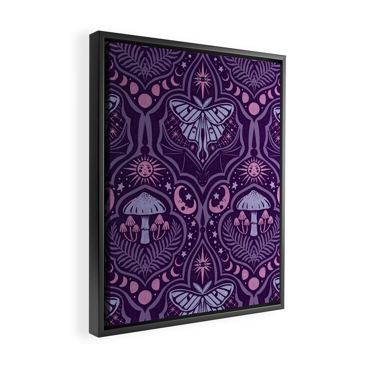 Celestial Forest Damask - Violet Framed Canvas Print Gallery Image 2