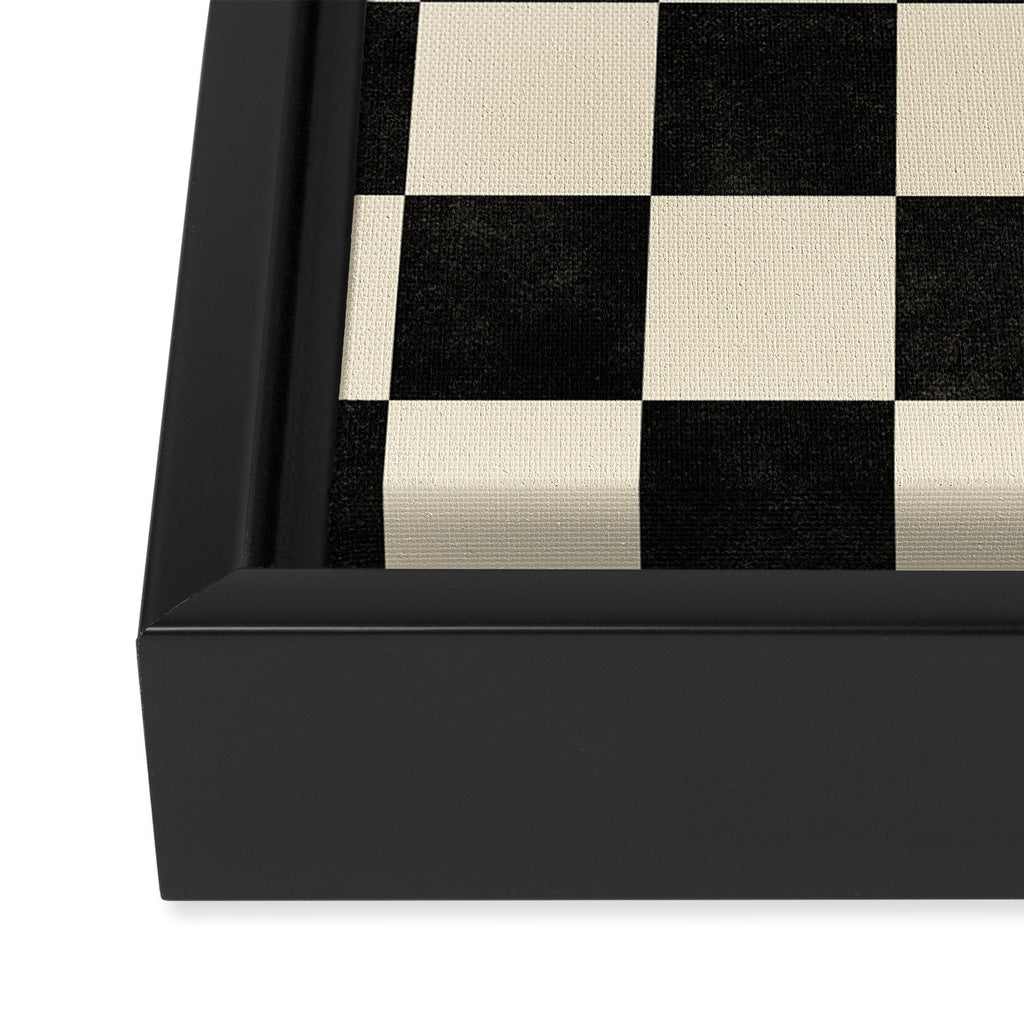 Checkers - Black and Cream Framed Canvas Print Gallery Image 3