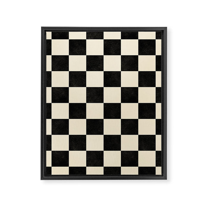 Checkers - Black and Cream Framed Canvas Print Gallery Image 1