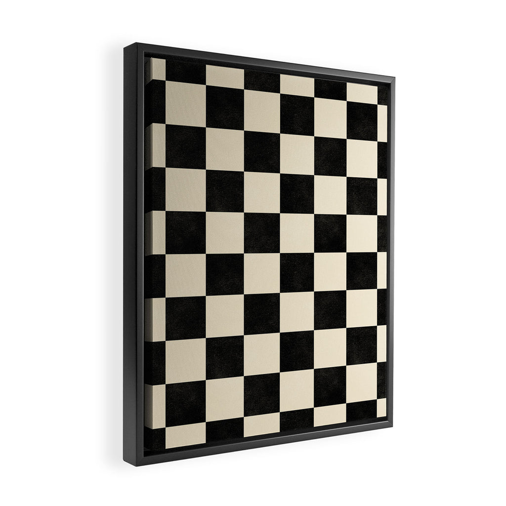 Checkers - Black and Cream Framed Canvas Print Gallery Image 2