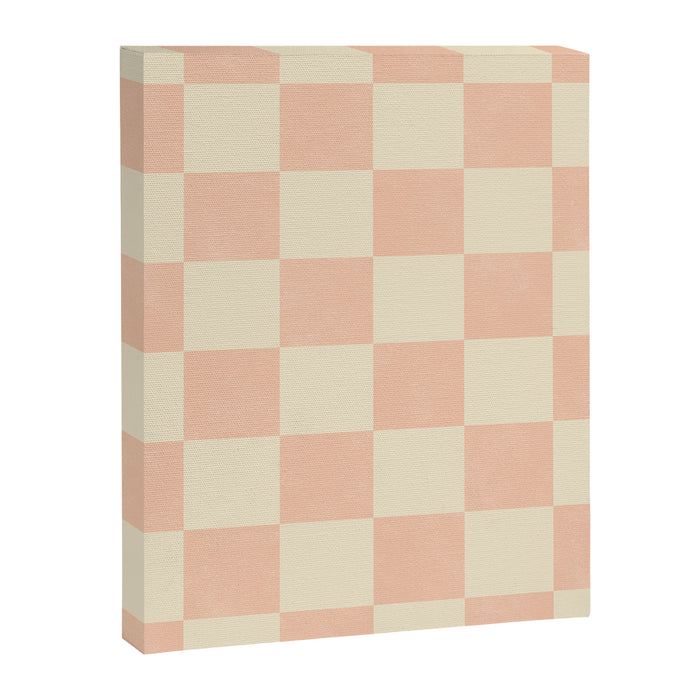Checkers - peach pink and cream Canvas Print Gallery Image 1