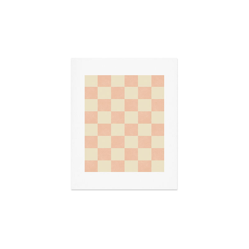 Checkers - peach pink and cream Art Print Gallery Image 1
