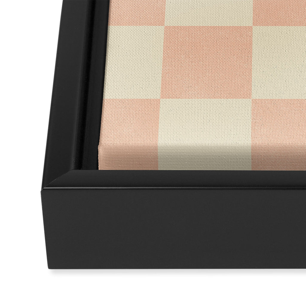 Checkers - peach pink and cream Framed Canvas Print Gallery Image 3
