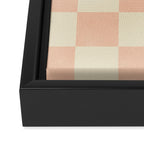 Checkers - peach pink and cream Framed Canvas Print Gallery Image 3