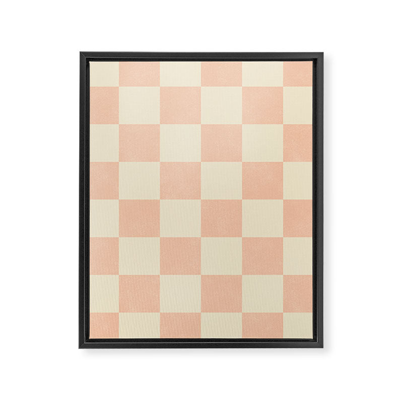 Checkers - peach pink and cream Framed Canvas Print Gallery Image 8