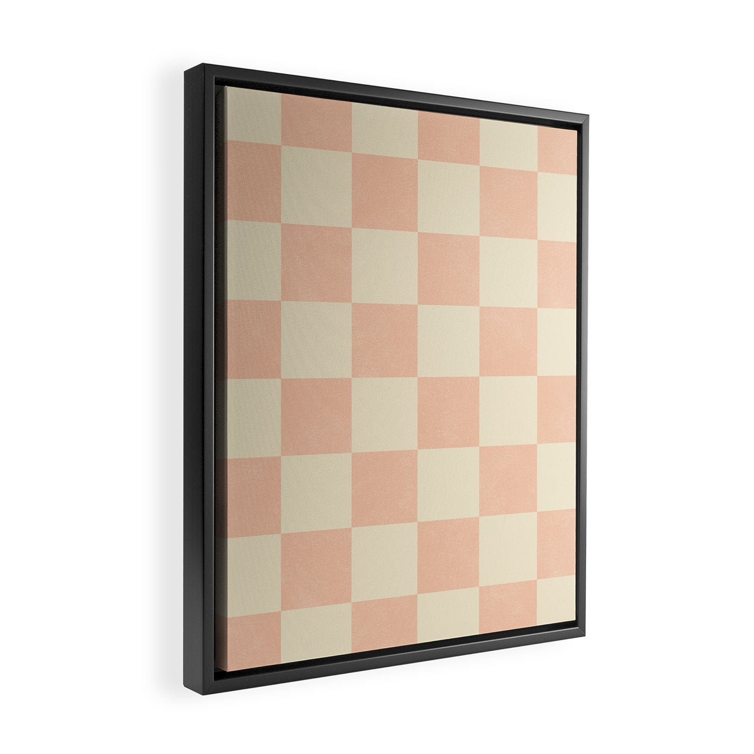 Checkers - peach pink and cream Framed Canvas Print Gallery Image 2