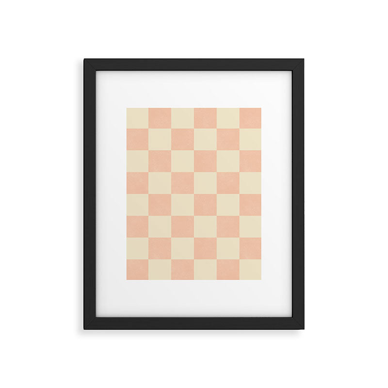 Checkers - peach pink and cream Framed Art Print Gallery Image 6