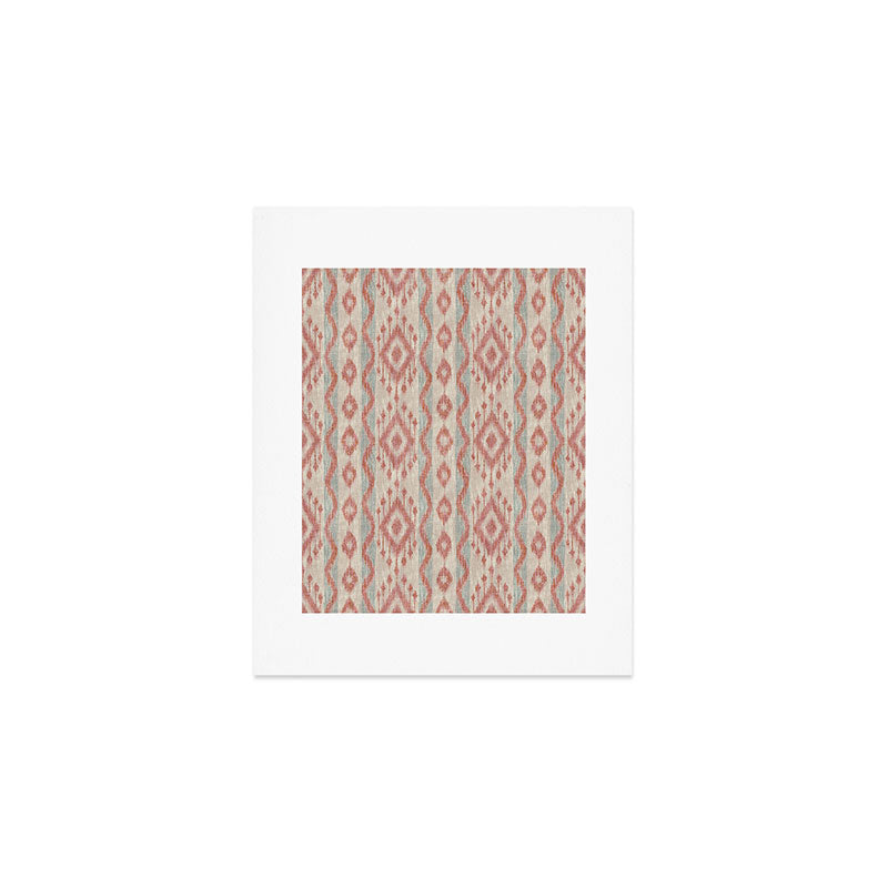 Coastal Ikat Stripe - dusky blue and pink Art Print Gallery Image 1