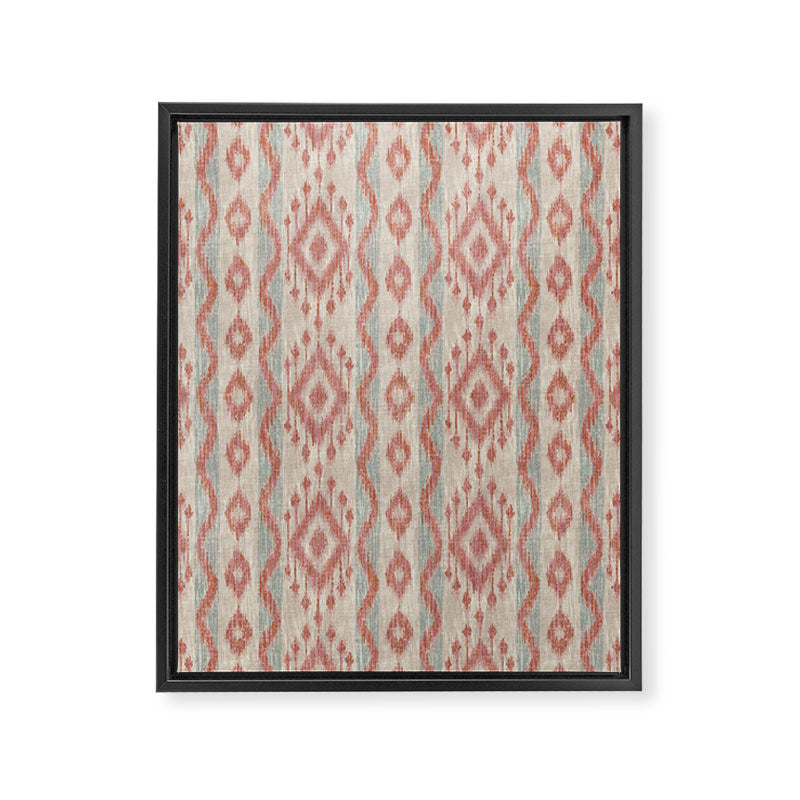 Coastal Ikat Stripe - dusky blue and pink Framed Canvas Print Gallery Image 8