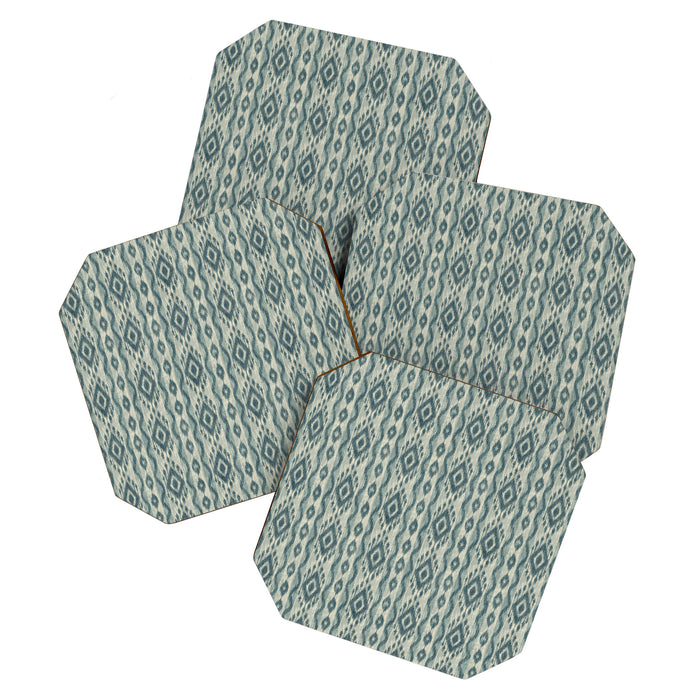 Coastal Ikat Stripe - weathered blue Coaster Gallery Image 1