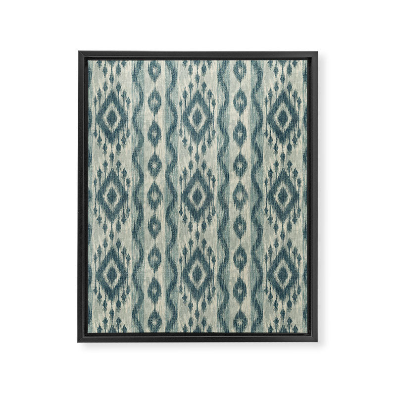 Coastal Ikat Stripe - weathered blue Framed Canvas Print Gallery Image 8
