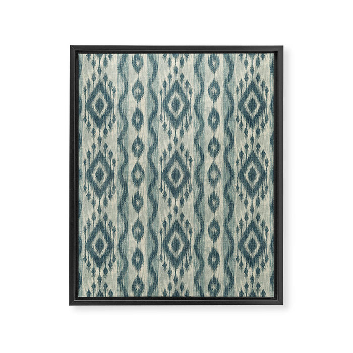 Coastal Ikat Stripe - weathered blue Framed Canvas Print Gallery Image 1