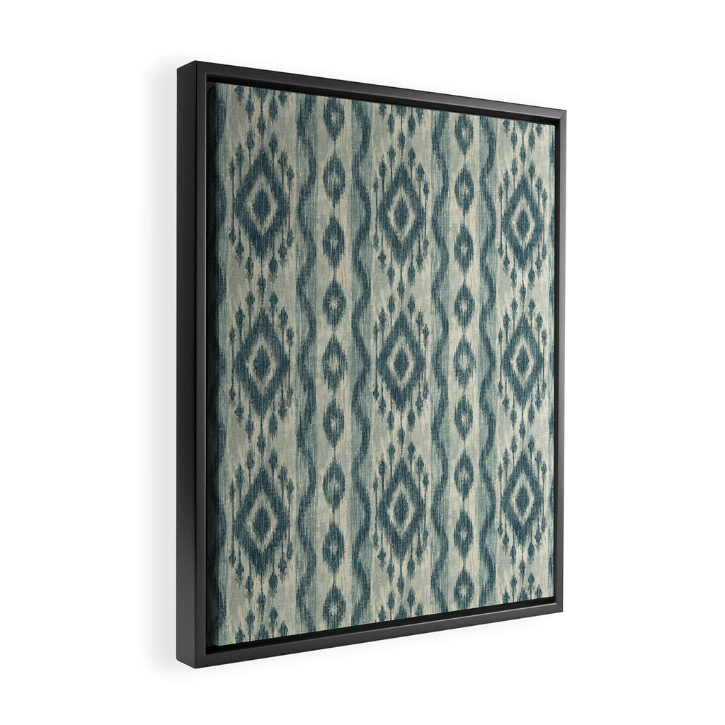 Coastal Ikat Stripe - weathered blue Framed Canvas Print Gallery Image 2