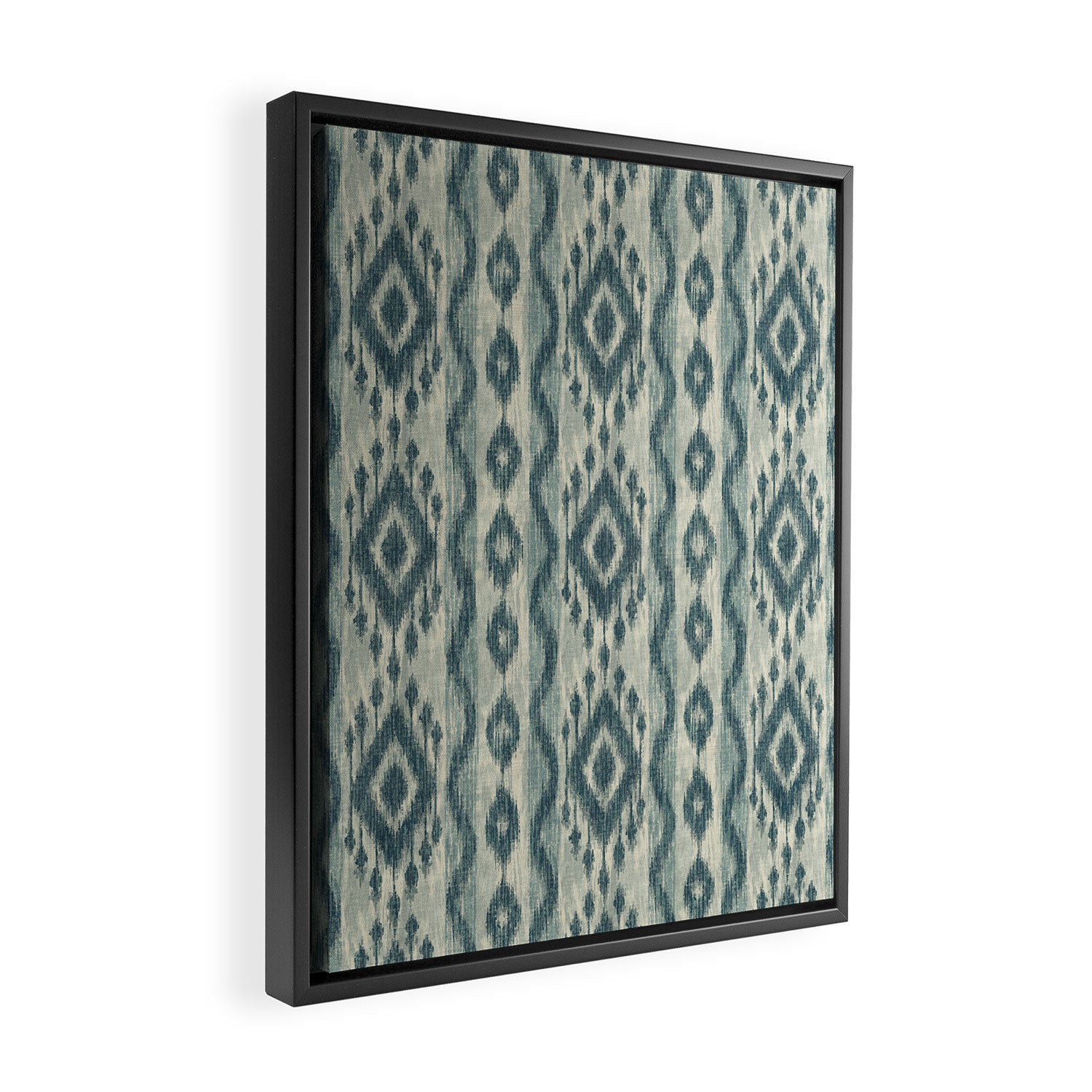 Coastal Ikat Stripe - weathered blue Framed Canvas Print Gallery Image 2