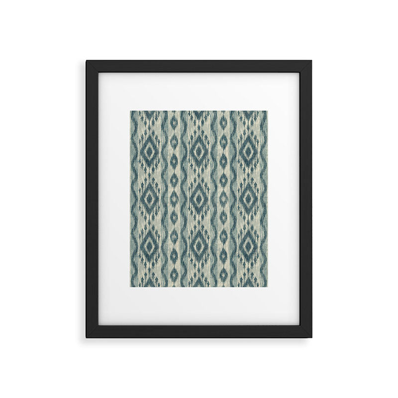 Coastal Ikat Stripe - weathered blue Framed Art Print Gallery Image 6
