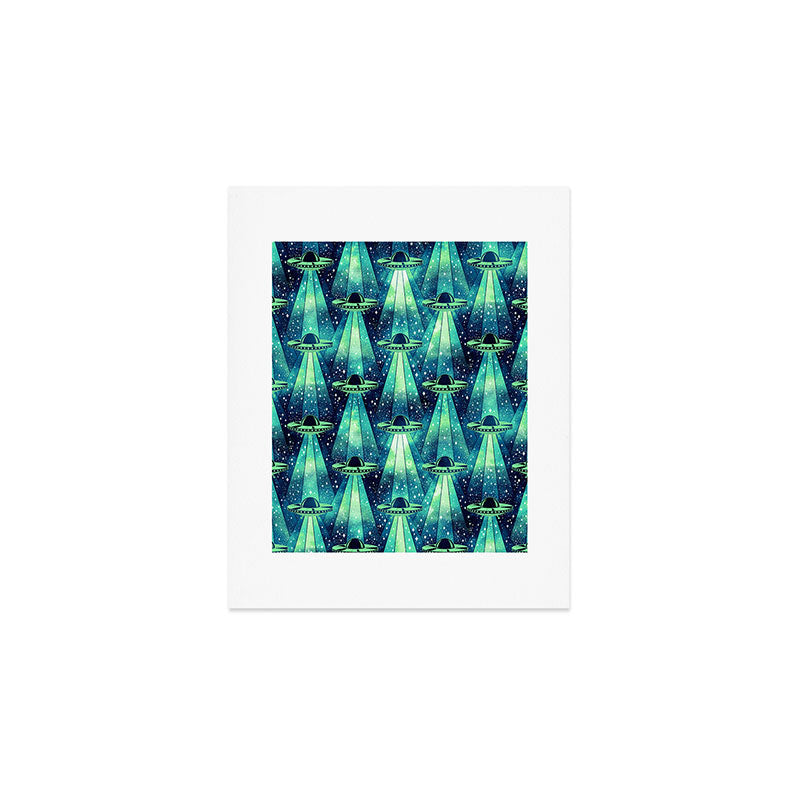 Cosmic UFO - Galactic Green Art Print Gallery Image 1