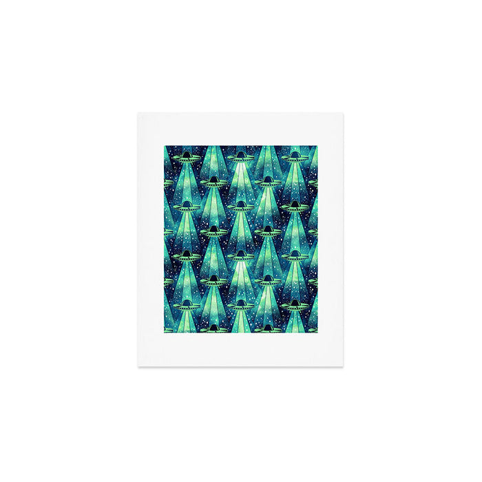 Cosmic UFO - Galactic Green Art Print Gallery Image 1