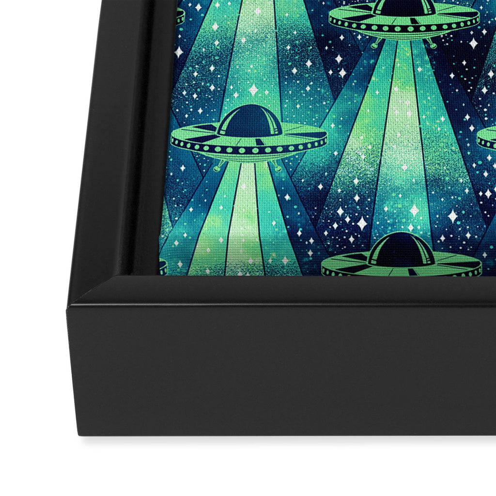 Cosmic UFO - Galactic Green Framed Canvas Print Gallery Image 3