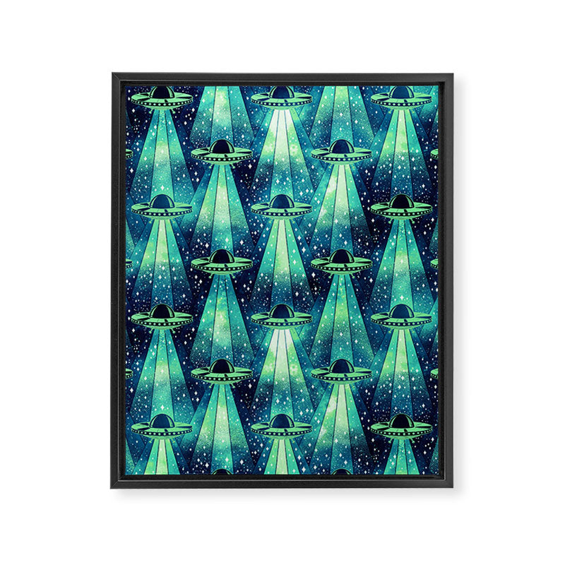 Cosmic UFO - Galactic Green Framed Canvas Print Gallery Image 8