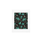 Cowboys and Cacti - black and dark turquoise  Art Print Gallery Image 1