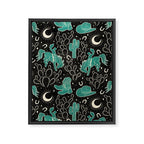 Cowboys and Cacti - black and dark turquoise  Framed Canvas Print Gallery Image 8